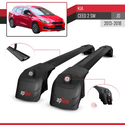 Compatibile con Kia Ceed 2 (JD) SW 2013-2018 ACE-2 Barre Tetto Portapacchi Auto Barre Portatutto Nero Alluminio 2 Barre