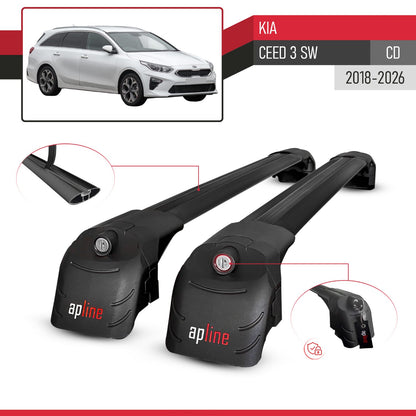 Compatibile con Kia Ceed 3 (CD) SW 2019-2025 ACE-2 Barre Tetto Portapacchi Auto Barre Portatutto Nero Alluminio 2 Barre