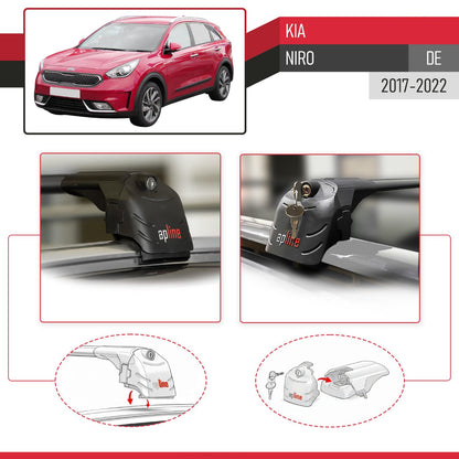 Compatibile con Kia Niro (DE) 2017-2022 ACE-2 Barre Tetto Portapacchi Auto Barre Portatutto Nero Alluminio 2 Barre