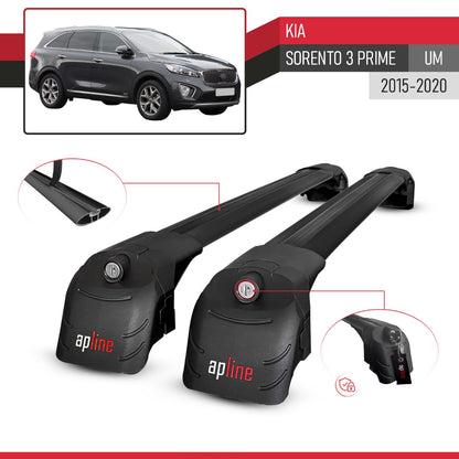 Compatibile con Kia Sorento 3 (UM) Prime 2015-2020 ACE-2 Barre Tetto Portapacchi Auto Barre Portatutto Nero Alluminio 2 Barre