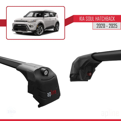 Compatible avec Kia Soul 3 (SK3) 2020-2025 ACE-2 Barres de Toit Railing Porte-Bagages de Voiture Noir Aluminium 2 Barres