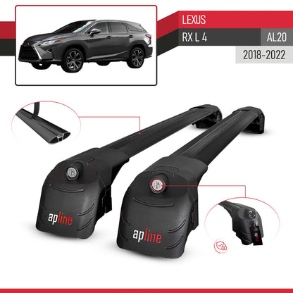 Compatible with Lexus RX 4 L (AL20) 2018-2022 ACE-2 Car Roof Rack Cross Bar Black Aluminium 2 Bars