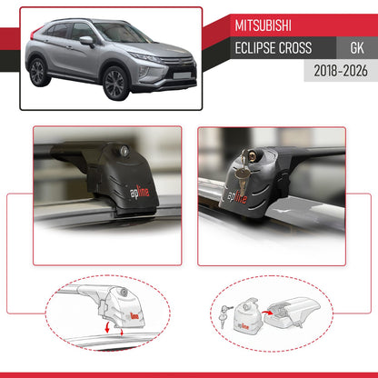 Compatibile con Mitsubishi Eclipse Cross (GK) 2018-2025 ACE-2 Barre Tetto Portapacchi Auto Barre Portatutto Nero Alluminio 2 Barre