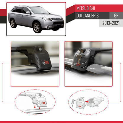 Compatibile con Mitsubishi Outlander 3 2013-2018 ACE-2 Barre Tetto Portapacchi Auto Barre Portatutto Nero Alluminio 2 Barre