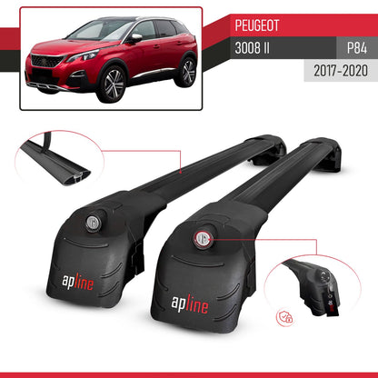 Compatibile con Peugeot 3008 II (P84) Pre-Facelift 2017-2020 ACE-2 Barre Tetto Portapacchi Auto Barre Portatutto Nero Alluminio 2 Barre