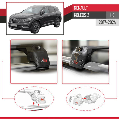 Compatibile con Renault Koleos 2 (HC) 2017-2024 ACE-2 Barre Tetto Portapacchi Auto Barre Portatutto Nero Alluminio 2 Barre