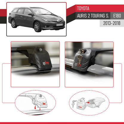 Compatibile con Toyota Auris 2 (E180) Touring Sports 2013-2018 ACE-2 Barre Tetto Portapacchi Auto Barre Portatutto Nero Alluminio 2 Barre