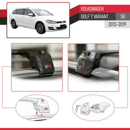 Compatibile con Volkswagen Golf 7 (5G) Variant 2013-2019 ACE-2 Barre Tetto Portapacchi Auto Barre Portatutto Nero Alluminio 2 Barre