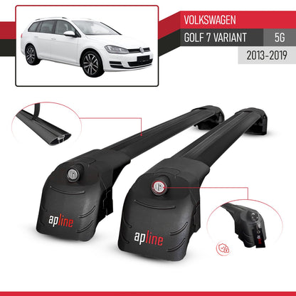Compatibile con Volkswagen Golf 7 (5G) Variant 2013-2019 ACE-2 Barre Tetto Portapacchi Auto Barre Portatutto Nero Alluminio 2 Barre