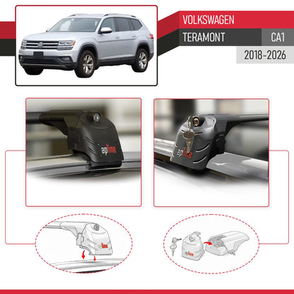 Compatibile con Volkswagen Teramont (CA1) 2018-2024 ACE-2 Barre Tetto Portapacchi Auto Barre Portatutto Nero Alluminio 2 Barre