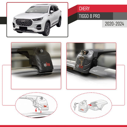 Compatibile con Chery Tiggo 8 Pro 2020-2023 ACE-2 Barre Tetto Portapacchi Auto Barre Portatutto Nero Alluminio 2 Barre
