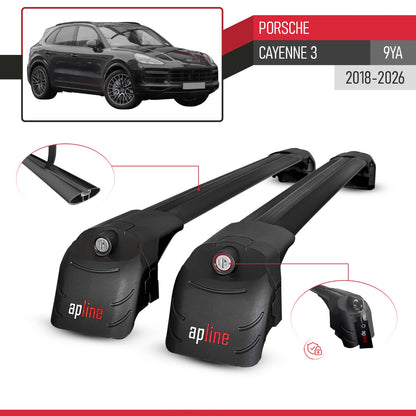 Compatibile con Porsche Cayenne 3 (9YA) 2018-2025 ACE-2 Barre Tetto Portapacchi Auto Barre Portatutto Nero Alluminio 2 Barre