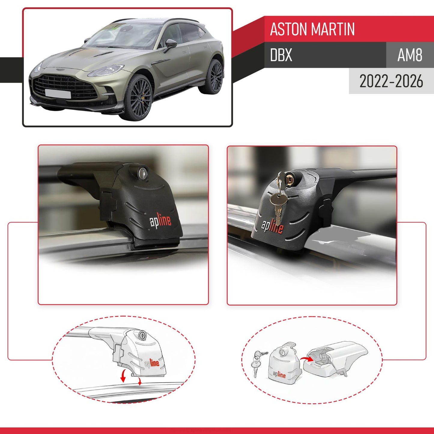 Compatibile con Aston Martin (DBX707) 2022-2025 ACE-2 Barre Tetto Portapacchi Auto Barre Portatutto Nero Alluminio 2 Barre