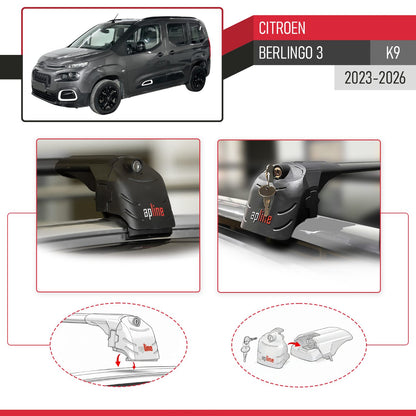Compatibile con Citroen Berlingo 3 (K9) 2023-2025 ACE-2 Barre Tetto Portapacchi Auto Barre Portatutto Nero Alluminio 2 Barre
