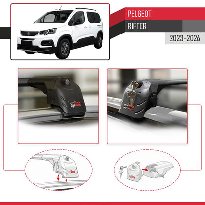 Compatibile con Peugeot Rifter 2023-2024 ACE-2 Barre Tetto Portapacchi Auto Barre Portatutto Nero Alluminio 2 Barre
