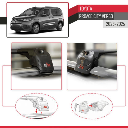 Compatibile con Toyota Proace City Verso 2023-2025 ACE-2 Barre Tetto Portapacchi Auto Barre Portatutto Nero Alluminio 2 Barre