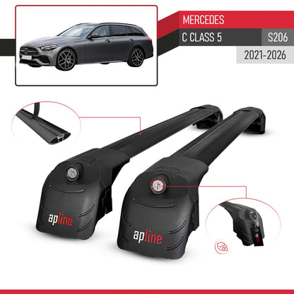 Compatibile con Mercedes Classe C 5 (S206) 2022-2025 ACE-2 Barre Tetto Portapacchi Auto Barre Portatutto Nero Alluminio 2 Barre