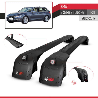 Compatibile con BMW Serie 3 (F31) Touring 2012-2019 ACE-2 Barre Tetto Portapacchi Auto Barre Portatutto Nero Alluminio 2 Barre