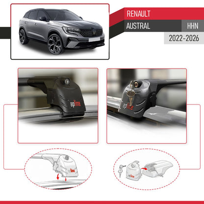 Compatibile con Renault Austral (RHN) 2022-2025 ACE-2 Barre Tetto Portapacchi Auto Barre Portatutto Nero Alluminio 2 Barre