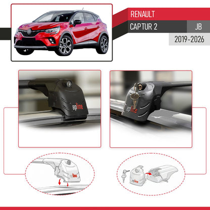 Compatibile con Renault Captur 2 2019-2025 ACE-2 Barre Tetto Portapacchi Auto Barre Portatutto Nero Alluminio 2 Barre