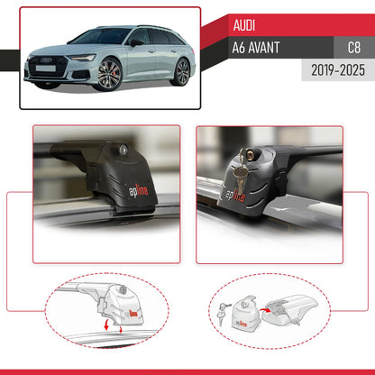 Compatibile con A6 (C8) Avant 2019-2025 ACE-2 Barre Tetto Portapacchi Auto Barre Portatutto Nero Alluminio 2 Barre