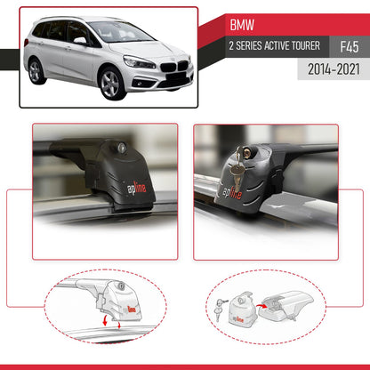 Compatibile con BMW Serie 2 (F45) Active Tourer 2014-2021 ACE-2 Barre Tetto Portapacchi Auto Barre Portatutto Nero Alluminio 2 Barre