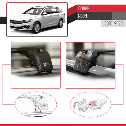 Compatibile con Dodge Neon 2015-2025 ACE-2 Barre Tetto Portapacchi Auto Barre Portatutto Nero Alluminio 2 Barre