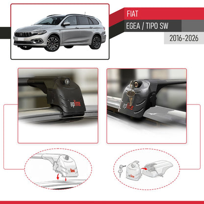 Compatibile con Fiat Egea SW 2016-2025 ACE-2 Barre Tetto Portapacchi Auto Barre Portatutto Nero Alluminio 2 Barre