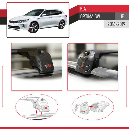 Compatibile con Kia Optima (JF) SW 2016-2019 ACE-2 Barre Tetto Portapacchi Auto Barre Portatutto Nero Alluminio 2 Barre