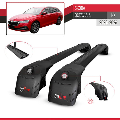 Compatibile con Skoda Octavia 4 (NX) 2020-2025 ACE-2 Barre Tetto Portapacchi Auto Barre Portatutto Nero Alluminio 2 Barre