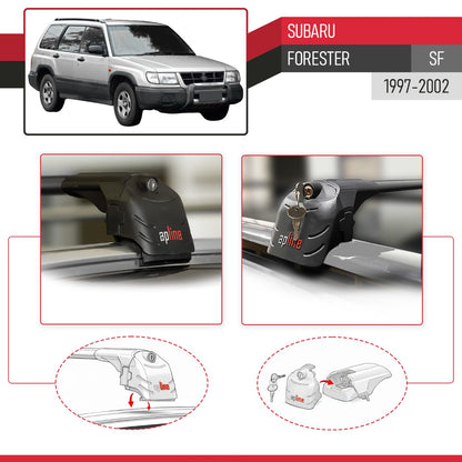Compatibile con Subaru Forester (SF) 1997-2002 ACE-2 Barre Tetto Portapacchi Auto Barre Portatutto Nero Alluminio 2 Barre