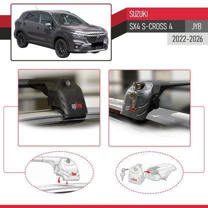 Compatibile con Suzuki SX4 S-Cross 4 (JY) 2022-2025 ACE-2 Barre Tetto Portapacchi Auto Barre Portatutto Nero Alluminio 2 Barre