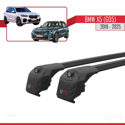 Compatible avec BMW X5 (G05) 2019-2025 ACE-2 Barres de Toit Railing Porte-Bagages de Voiture Noir Aluminium 2 Barres