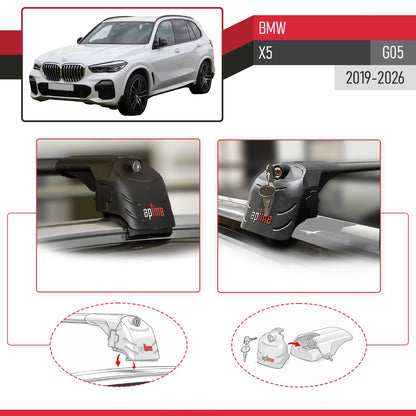 Compatibile con BMW X5 (G05) 2019-2025 ACE-2 Barre Tetto Portapacchi Auto Barre Portatutto Nero Alluminio 2 Barre