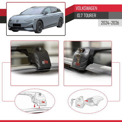 Compatibile con Volkswagen ID.7 Tourer 2024-2025 ACE-2 Barre Tetto Portapacchi Auto Barre Portatutto Nero Alluminio 2 Barre