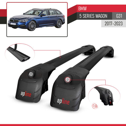 Compatibile con BMW 5 Series G31 Wagon 2017-2023 ACE-2 Barre Tetto Portapacchi Auto Barre Portatutto Nero Alluminio 2 Barre