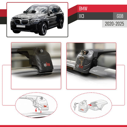 Compatibile con BMW iX3 G08 2021-2024 ACE-2 Barre Tetto Portapacchi Auto Barre Portatutto Nero Alluminio 2 Barre