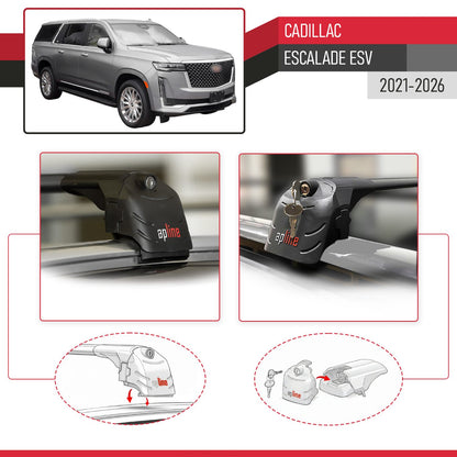 Compatibile con Cadillac Escalade ESV 2021-2024 ACE-2 Barre Tetto Portapacchi Auto Barre Portatutto Nero Alluminio 2 Barre