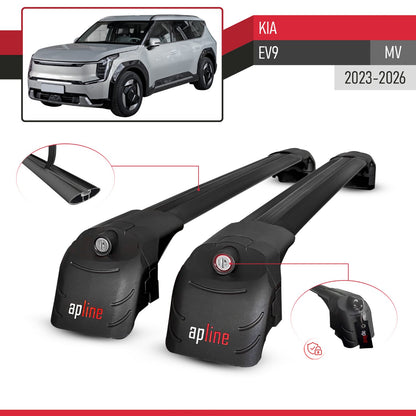 Compatibile con Kia E V9 2024-2025 ACE-2 Barre Tetto Portapacchi Auto Barre Portatutto Nero Alluminio 2 Barre