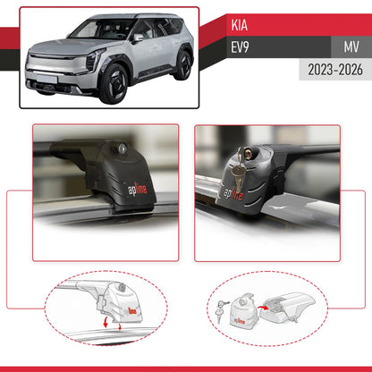Compatibile con Kia E V9 2024-2025 ACE-2 Barre Tetto Portapacchi Auto Barre Portatutto Nero Alluminio 2 Barre