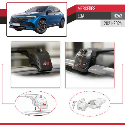 Compatibile con Mercedes EQA 2022-2024 ACE-2 Barre Tetto Portapacchi Auto Barre Portatutto Nero Alluminio 2 Barre