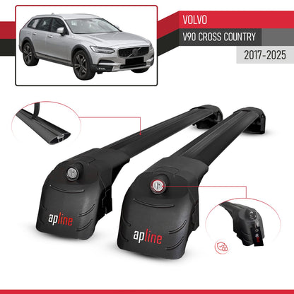 Compatibile con Volvo V90 Cross Country 2017-2024 ACE-2 Barre Tetto Portapacchi Auto Barre Portatutto Nero Alluminio 2 Barre
