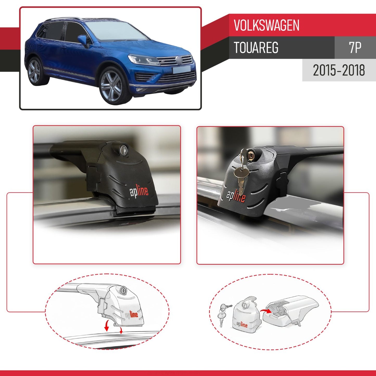 Compatibile con VW Touareg 2015-2018 ACE-2 Barre Tetto Portapacchi Auto Barre Portatutto Nero Alluminio 2 Barre