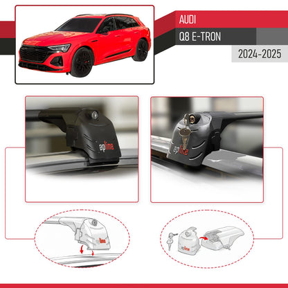 Compatibile con Audi Q8 e-Tron 2024-2025 ACE-2 Barre Tetto Portapacchi Auto Barre Portatutto Nero Alluminio 2 Barre