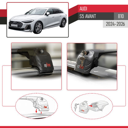 Compatibile con Audi S5 Avant 2024-2025 ACE-2 Barre Tetto Portapacchi Auto Barre Portatutto Nero Alluminio 2 Barre