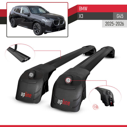 Compatibile con BMW X3 (G45) 2025 ACE-2 Barre Tetto Portapacchi Auto Barre Portatutto Nero Alluminio 2 Barre