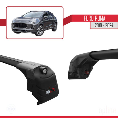 Compatible avec Ford Puma 2019-2024 ACE-2 Barres de Toit Railing Porte-Bagages de Voiture Noir Aluminium 2 Barres