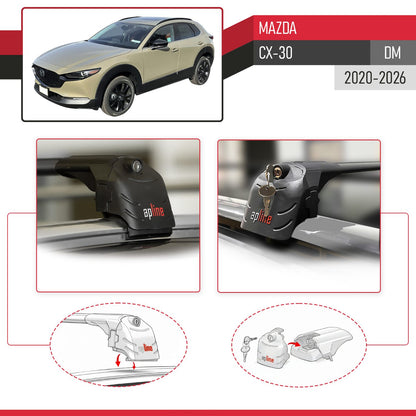 Compatibile con Mazda CX-30 2020-2025 ACE-2 Barre Tetto Portapacchi Auto Barre Portatutto Nero Alluminio 2 Barre