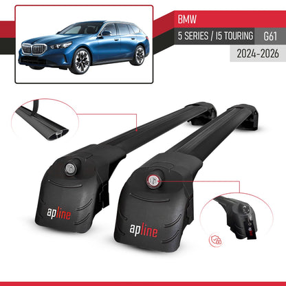Compatibile con BMW 5 Series / i5 G61 Touring 2024-2025 ACE-2 Barre Tetto Portapacchi Auto Barre Portatutto Nero Alluminio 2 Barre