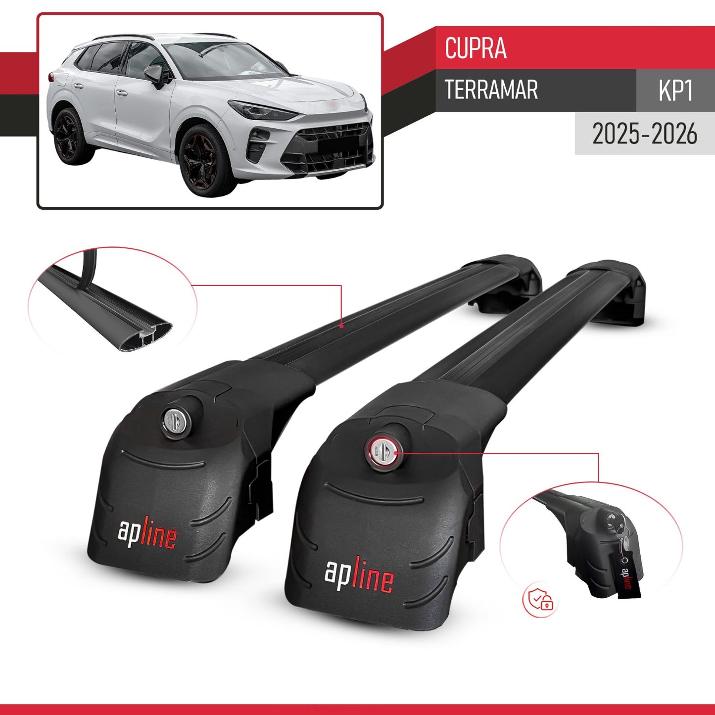 Compatibile con Cupra Terramar 2025 ACE-2 Barre Tetto Portapacchi Auto Barre Portatutto Nero Alluminio 2 Barre
